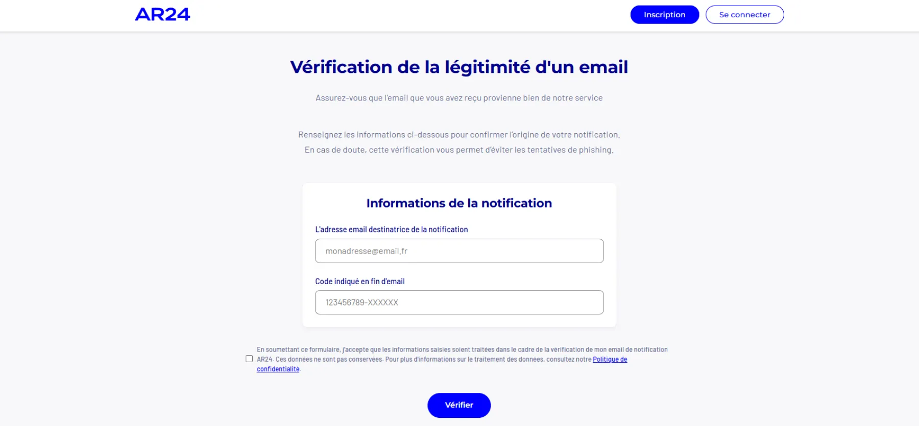Vérification de la légitimité d'un email